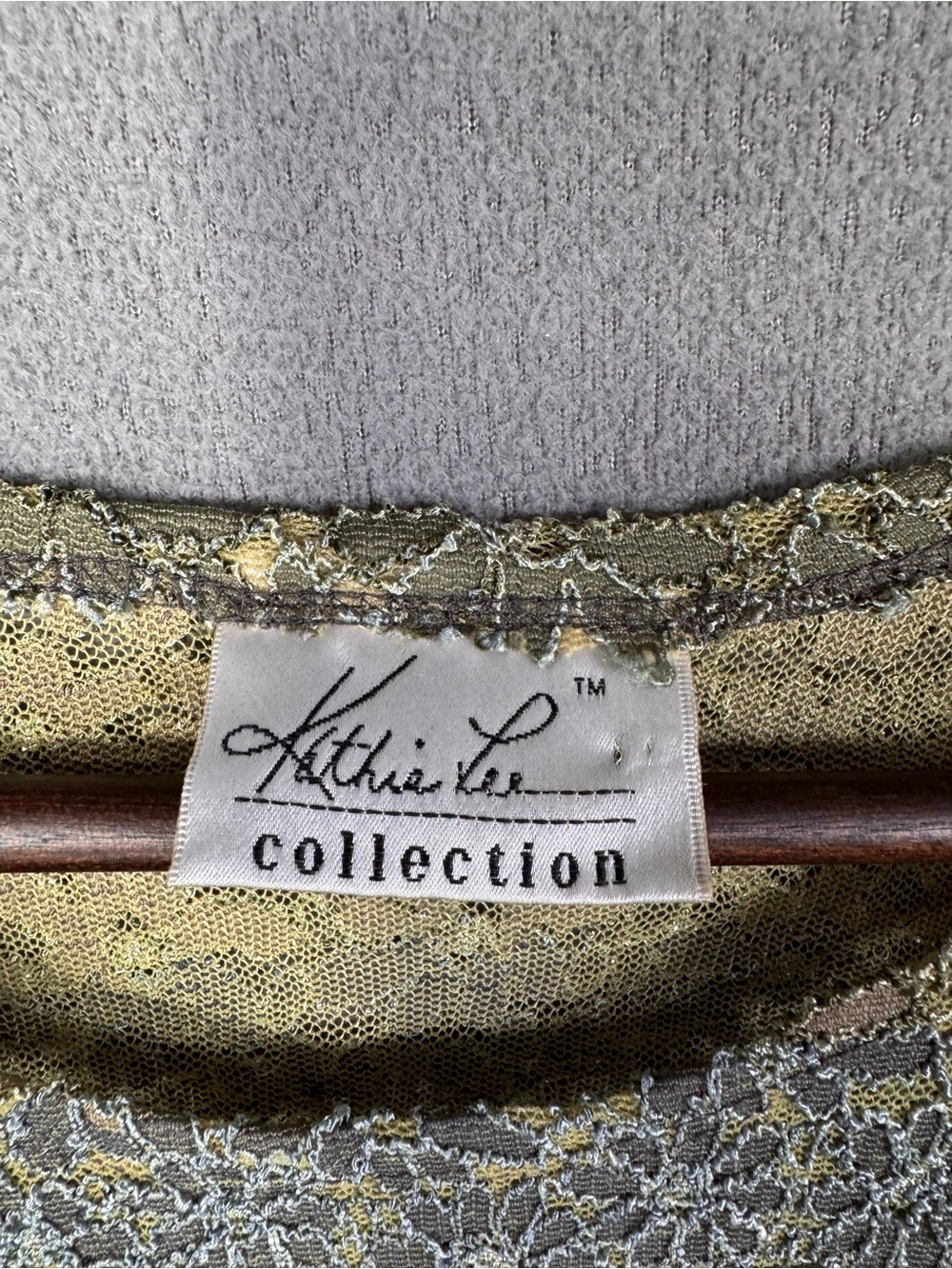 Vintage Y2K Kathie Lee Earth Tone Multicolor Lace Mesh Short Sleeve Top, XL - Picture 5 of 11